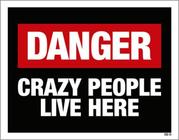 Kit 5 Placas Decorativa Danger Crazy People Live Here 36X46