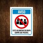 Kit 5 Placas Distanciamento Social Aviso Evite Aglomerar - Sinalico