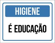 Kit 5 Placas Higiene É Educação Azul 36X46