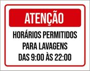 Kit 5 Placas Horários Permitidos Para Lavagens 36X46