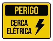 Kit 5 Placas Perigo Cerca Elétrica Amarela 36X46