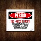 Kit 5 Placas Perigo Silo Risco De Morte