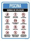 Kit 5 Placas Piscina Normas De Utilização 36X46