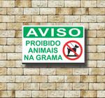 Kit 5 Placas Proibido Animais Pet Cão Na Grama