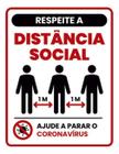 Kit 5 Placas Respeite Distância Social 1 Metro 36X46