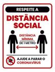 Kit 5 Placas Respeite Distância Social 36X46