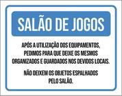 Kit 5 Placas Salão De Jogos Regras Uso 36X46