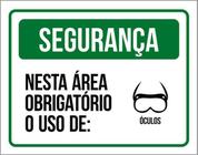 Kit 5 Placas Segurança Área Obrigatório Uso De Óculos 36X46