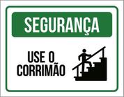 Kit 5 Placas Segurança Use Corrimão Verde 36X46