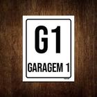 Kit 5 Placas Sinalização Ambiente Indicativo G1 Garagem 1