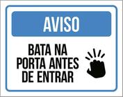 Kit 5 Placas Sinalização Aviso Bata Na Porta Antes De Entrar