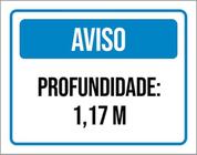 Kit 5 Placas Sinalização - Aviso Profundidade 1,17 Metros