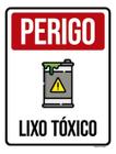 Kit 5 Placas Sinalização - Perigo Lixo Tóxico Desenho