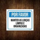 Kit 5 Placas Sinalização - Por Favor Manter Louças Limpas - Sinalizo.Com