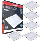 Kit 5 Plafon Painel de Led Avant Pop 18W Branco 6500K 1080 Lúmens Quadrado de Embutir 22x22cm Bivolt