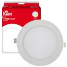 Kit 5 Plafon Painel Redondo Embutir 15w 19x19cm Branco Frio 6000K - KIAN