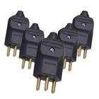 Kit 5 Plug Macho 3 Pinos 20a 2p+t Cabos Preto Margirius