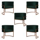 Kit 5 Poltronas Decorativa Luana Base Bronze Veludo Verde - Montanaris Decor