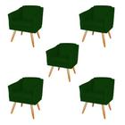 Kit 5 Poltronas Decorativas San Diego Sala de Estar Tecido Veludo Verde Kimi Decor