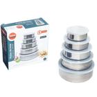 kit 5 Potes De Inox com Tampa Plástica Multiuso Dolce Home