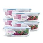 Kit 5 Potes de Vidro Retangular com Tampa Hermética 2800ml