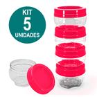 Kit 5 Potes Organizadores Gire e Trave BPA Free Plasútil 155ml Empilha Fácil