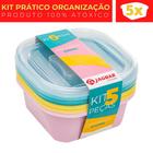 Kit 5 Potes Plásticos 690ml Alimentos Microondas Geladeira