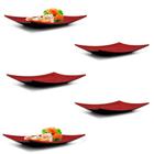 Kit 5 Pratos Retangulares 22cm para Comida Japonesa em Melamina/Plastico Vermelho  Fuxing 