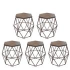 Kit 5 Puff Banqueta Luna Decorativo Sala Quarto Ferro Marrom Assento MDF Imbuia - Ahazzo Móveis