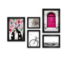 Kit 5 Quadros Decorativos Com Molduras Ride Bike Pink