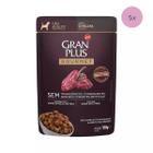 KIT 5 Ração Úmida Gran Plus Gourmet Cães Adultos Ovelha Sachê 100g