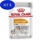 Kit 5 Ração Úmida Royal Canin Sachê Cães Adultos Coat Care 85 G