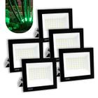 Kit 5 Refletor Led 100w Holofote Bivolt Prova Dágua Verde