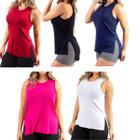 Kit 5 regata Alongada Blusa feminina Academia Blusinha Fitnes Tapa Bumbum Cros longa - Bella Net