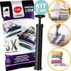 Kit 5 Saco À Vácuo Embalagem Organizador 60x80cm Guarda Roupas Viagem + Bomba