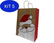 Kit 5 Sacola Natal Papai Noel Kraft 1 Tam 17,5X8,5X21,5 Pct 10 Un