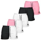 Kit 5 Shorts Moletom Feminino Com 2 Bolsos Fenda Lateral Básico Casual Treino