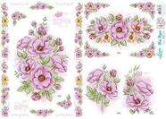 Kit 5 Slim Paper Decoupage SPL1-003 Rosa Silvestre Lili Negrão 47,3x33,8cm - Litoarte