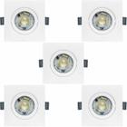 KIT 5 SPOT LED QUADRADO DIRECIONAVEL EMBUTIR 12W BRANCO QUENTE 3000k BIVOLT - GALAXY