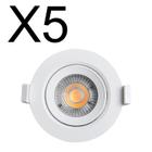 KIT 5 SPOT LED REDONDO DIRECIONAVEL EMBUTIR 3W BRANCO QUENTE 3000k BIVOLT GALAXY