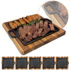 Kit 5 Tábuas De Churrasco e Porção Quadrada Com Chapas de Ferro Fundido - Brasa Store