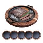 Kit 5 Tábuas Para Churrasco E Porções Redondas Picanheira Com Chapas De Ferro - Brasa Store