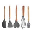 Kit 5 Utensílios Confeitar Espátula Batedor Bambu Silicone