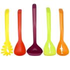 Kit 5 Utensílios Cozinha Nylon com Cabo Magnético Colorido