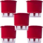 Kit 5 Vaso Raiz Autoirrigavel 16X14 Vermelho Planta Temperos