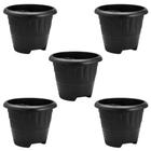 Kit 5 Vasos Plásticos Redondo 5 Litros Preto Casa Jardim