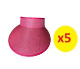 Kit 5 Viseiras Tiara Arco Rosa Aba 12cm c/ Elástico Praia