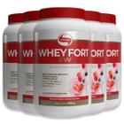 Kit 5 Whey Fort 3W Vitafor Frutas Vermelhas 900g