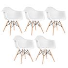 KIT - 5 x cadeiras Charles Eames Eiffel DAW com braços - Base de madeira clara - - Loft7