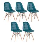 KIT - 5 x cadeiras estofadas Eames Eiffel Botonê - Base de madeira clara